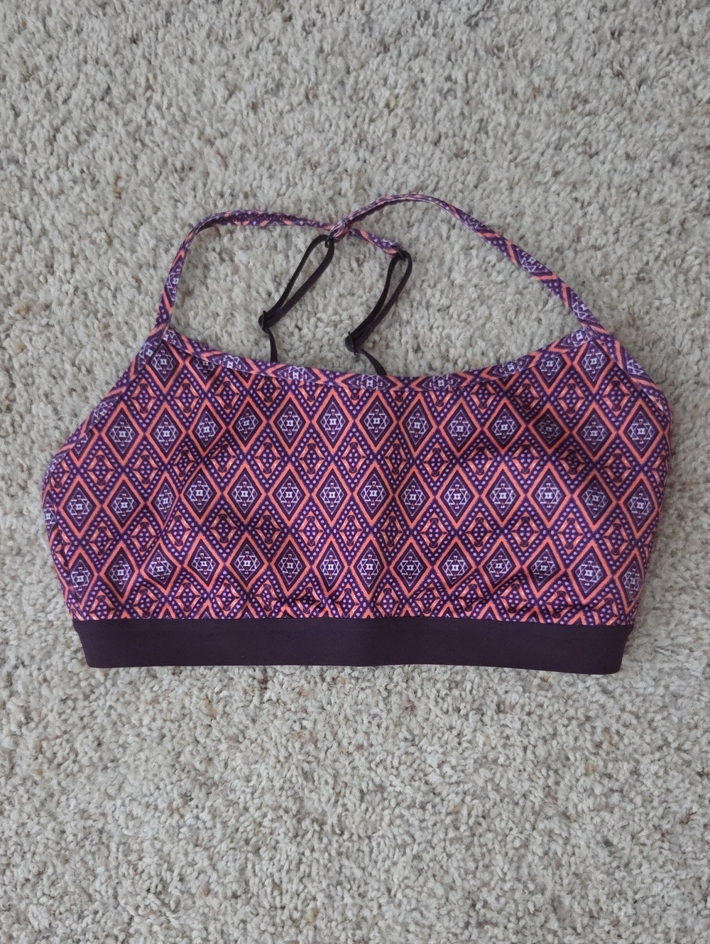 CALIA by Carrie Underwood Purple and Pink Geometric Sports Bra